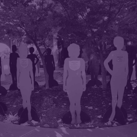 Cutout silhouettes of domestic violence victims